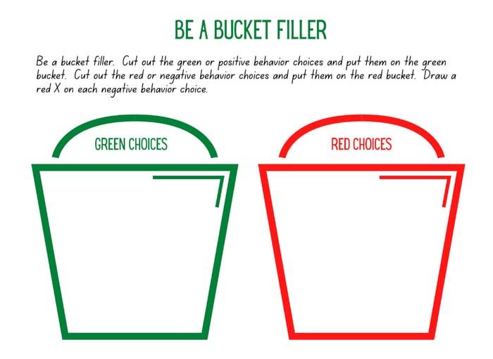 Be a Bucket Filler Activity: Green and Red Choices