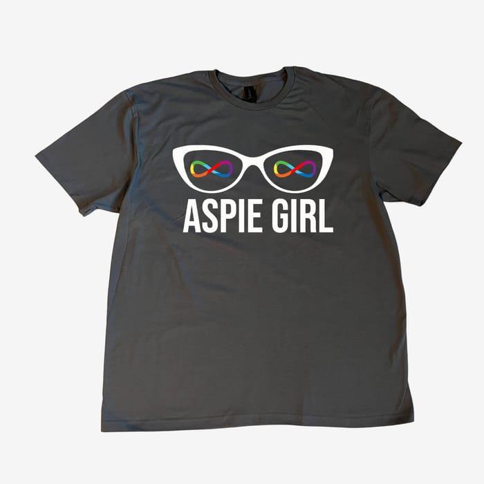 Aspie Girl Charcoal Logo Tee